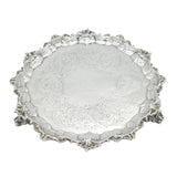 Victorian Sterling Silver Floral Salver Antique 1846 London Hunt & Roskell