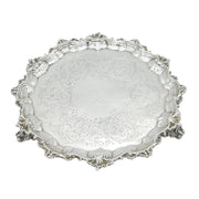 Victorian Sterling Silver Floral Salver Antique 1846 London Hunt & Roskell