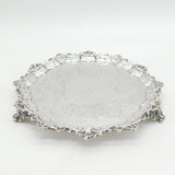 Victorian Sterling Silver Floral Salver Antique 1846 London Hunt & Roskell