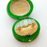 9ct Yellow Gold, Five Stone Graduated Opal Band Ring Vintage 1993 Birmingham