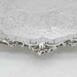 Victorian Sterling Silver Floral Salver Antique 1846 London Hunt & Roskell