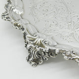 Victorian Sterling Silver Floral Salver Antique 1846 London Hunt & Roskell