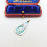 Sterling Silver Colourful Enamel Swan on Water Drop Pendant c1970 Vintage
