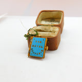 Edwardian Brass & Blue Enamel Royal Photo Book Souvenir Charm Antique c1910