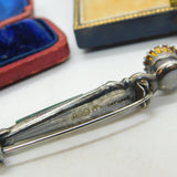 Robert Allison Scottish Sterling Silver Agate, Bloodstone, Citrine Brooch Vintage Edinburgh 1962