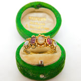 George III 18ct Yellow Gold, Moonstone & Almandine Garnet Dress Ring Antique c1820