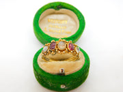 George III 18ct Yellow Gold, Moonstone & Almandine Garnet Dress Ring Antique c1820