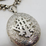 Victorian Sterling Silver Sweetheart Locket on Collar Necklace Antique c1860