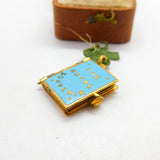 Edwardian Brass & Blue Enamel Royal Photo Book Souvenir Charm Antique c1910