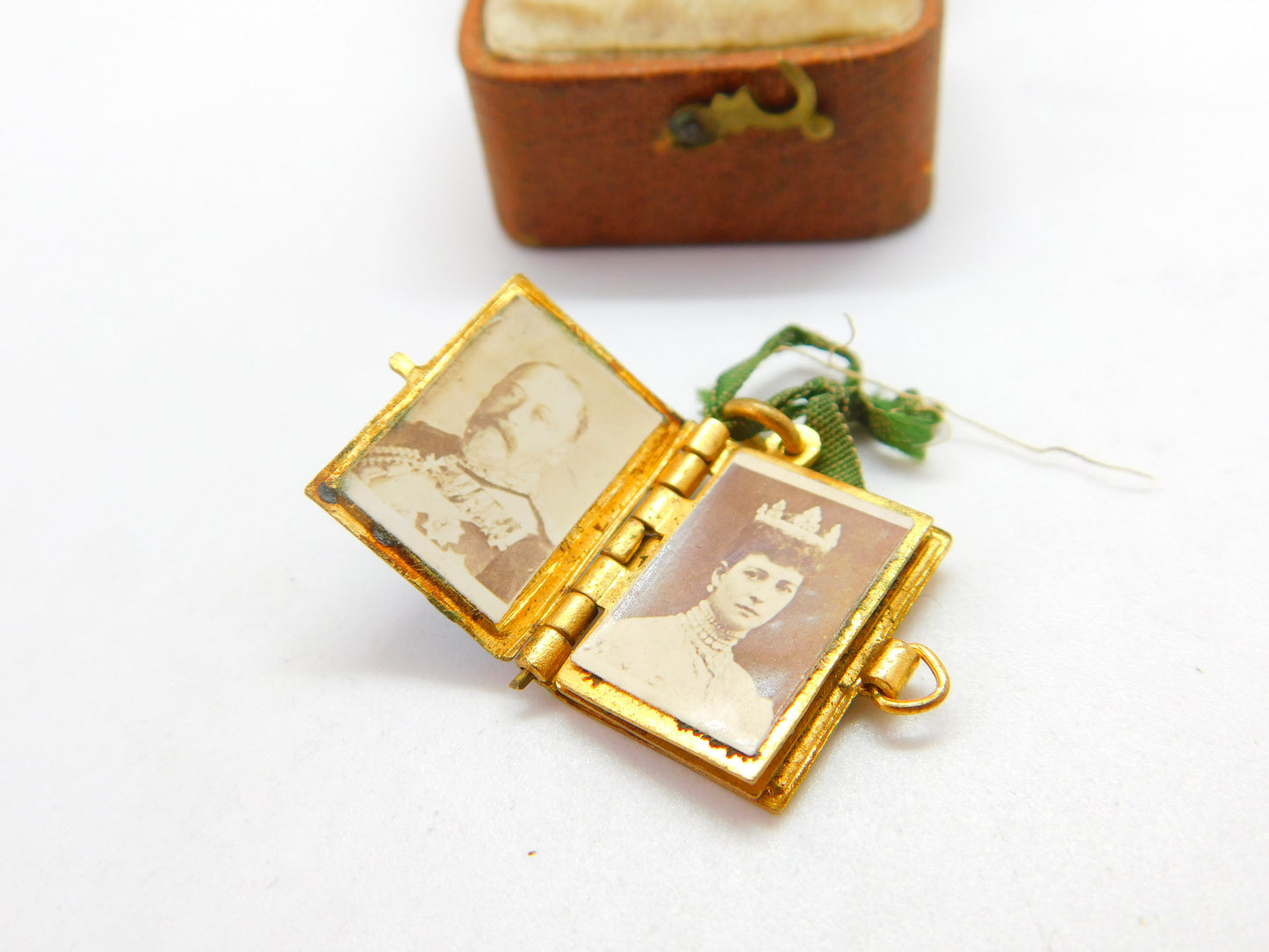 Edwardian Brass & Blue Enamel Royal Photo Book Souvenir Charm Antique c1910