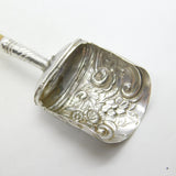 George III Sterling Silver Mother of Pearl Floral Tea Caddy Spoon Antique 1813 Birmingham