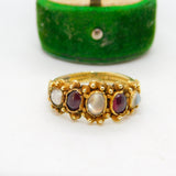 George III 18ct Yellow Gold, Moonstone & Almandine Garnet Dress Ring Antique c1820