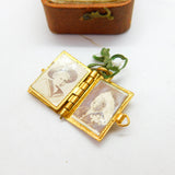 Edwardian Brass & Blue Enamel Royal Photo Book Souvenir Charm Antique c1910