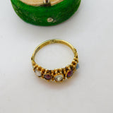 George III 18ct Yellow Gold, Moonstone & Almandine Garnet Dress Ring Antique c1820