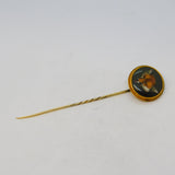 Victorian 18ct Yellow Gold Mounted Enamel Fox Mask Stick Pin Antique c1860