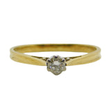 18ct Yellow Gold & 0.1ct Diamond Solitaire Ring Vintage 1983 London
