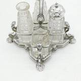 Victorian Sterling Silver Egyptian Revival Cruet Set Antique 1876 Birmingham