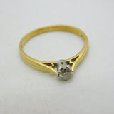 18ct Yellow Gold & 0.1ct Diamond Solitaire Ring Vintage 1983 London