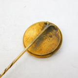 Victorian 18ct Yellow Gold Mounted Enamel Fox Mask Stick Pin Antique c1860