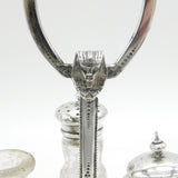Victorian Sterling Silver Egyptian Revival Cruet Set Antique 1876 Birmingham
