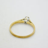 18ct Yellow Gold & 0.1ct Diamond Solitaire Ring Vintage 1983 London