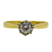 18ct Yellow Gold & 0.25ct Brilliant Cut Diamond Solitaire Ring Vintage 1992 Birmingham
