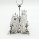 Victorian Sterling Silver Egyptian Revival Cruet Set Antique 1876 Birmingham