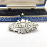 Victorian Sterling Silver Annie Name Christening Brooch 1898 Birmingham Antique