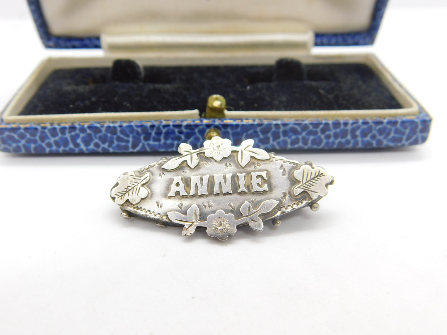 Victorian Sterling Silver Annie Name Christening Brooch 1898 Birmingham Antique