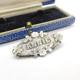 Victorian Sterling Silver Annie Name Christening Brooch 1898 Birmingham Antique