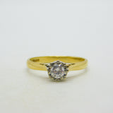 18ct Yellow Gold & 0.25ct Brilliant Cut Diamond Solitaire Ring Vintage 1992 Birmingham