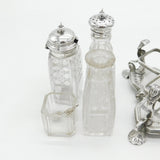 Victorian Sterling Silver Egyptian Revival Cruet Set Antique 1876 Birmingham