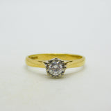18ct Yellow Gold & 0.25ct Brilliant Cut Diamond Solitaire Ring Vintage 1992 Birmingham