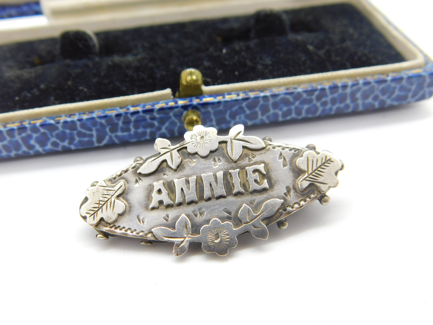 Victorian Sterling Silver Annie Name Christening Brooch 1898 Birmingham Antique