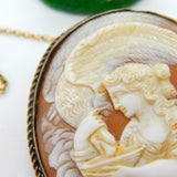 George IV 9ct Yellow Gold Carved Cameo Brooch Hebe & Zeus Eagle Antique c1830