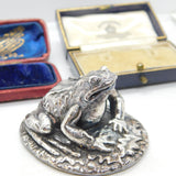 Sterling Silver Crouched Frog Or Toad Figurine Sculpture Vintage 1997 Birmingham