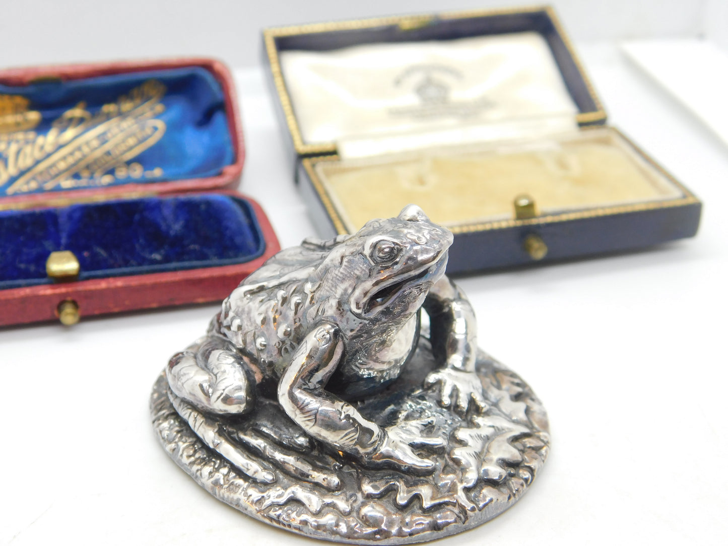 Sterling Silver Crouched Frog Or Toad Figurine Sculpture Vintage 1997 Birmingham