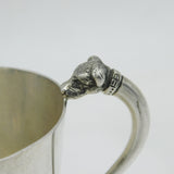 Sterling Silver Terrier Dog Handle Christening Mug Antique 1947 Birmingham Deco