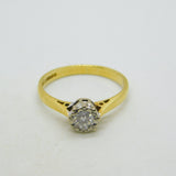 18ct Yellow Gold & 0.25ct Brilliant Cut Diamond Solitaire Ring Vintage 1992 Birmingham