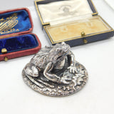 Sterling Silver Crouched Frog Or Toad Figurine Sculpture Vintage 1997 Birmingham