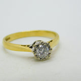 18ct Yellow Gold & 0.25ct Brilliant Cut Diamond Solitaire Ring Vintage 1992 Birmingham