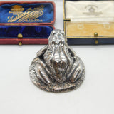 Sterling Silver Crouched Frog Or Toad Figurine Sculpture Vintage 1997 Birmingham
