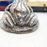 Sterling Silver Crouched Frog Or Toad Figurine Sculpture Vintage 1997 Birmingham