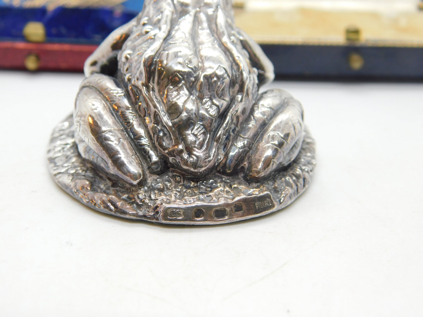 Sterling Silver Crouched Frog Or Toad Figurine Sculpture Vintage 1997 Birmingham