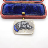 Victorian Silver Plated Enamel Irish Wolf Hound Dog Brooch c1880 Antique