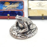 Sterling Silver Crouched Frog Or Toad Figurine Sculpture Vintage 1997 Birmingham
