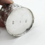 Victorian Sterling Silver Floral Pattern Barrel Mustard Pot Antique 1886 London