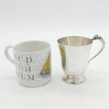 Sterling Silver Terrier Dog Handle Christening Mug Antique 1947 Birmingham Deco