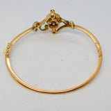 14ct Rose Gold, 1ct Old-Cut Diamond & Ruby Crossover Bangle Bracelet Antique c1920