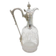 19th Century Silver Plated Etched Glass Lion & Swan Claret Jug Antique c1860